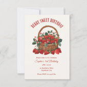 とってもスイートなイチゴのバスケットパーティー招待状 招待状 (正面)