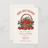 とってもスイートなイチゴのバスケットパーティー招待状 招待状 (正面/裏面)