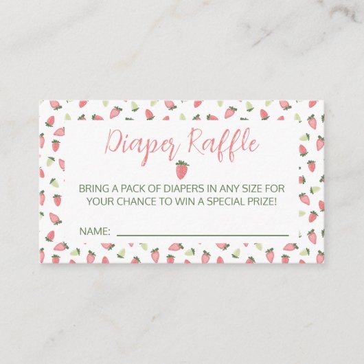 とってもスイートなストロベリー ベイビーシャワー おむつラッフル エンクロージャーカード (正面)
