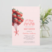 とってもスイートなベイビー ストロベリー バルーン ベイビー シャワー 招待状 (スタンド正面)