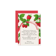 とってもスイートなラズベリーの子供の誕生日お礼カード