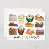 とってもスイートな南部のデザート ケーキ パイ プディング ポストカード (正面/裏面)
