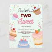 とってもスイート カップケーキ スプリンクル 2歳の誕生日 ガーリー ポストカード (正面)