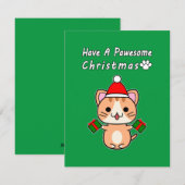とってもポワフルなクリスマス - 茶トラ猫 シーズンカード (正面/裏面)