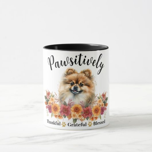 とっても可愛い犬 感謝の気持ち マグカップ (中央)