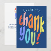とっても大きな感謝の色とりどりのパーティー感謝カード サンキューカード (正面/裏面)