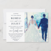 とっても愛に満ちたシンプルモダンな写真付き結婚報告カード 招待状 (正面)