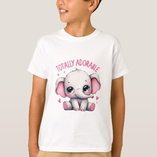とっても愛らしいゾウのかわいいアート Tシャツ (正面)