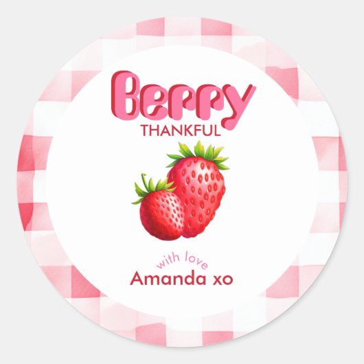 とっても感謝の気持ちでいっぱい! スイートストロベリーベイビーシャワーフェスタギフト ラウンドシール (正面)