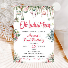 とっても楽しいクリスマスの花の誕生日パーティー 招待状