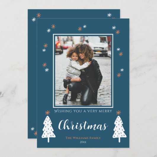 とっても楽しいクリスマスツリードゥードル 現代の写真 シーズンカード (正面/裏面)