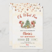 とっても楽しいクリスマスツリーバースデーパーティー 招待状 (正面/裏面)