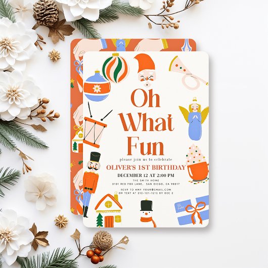 とっても楽しいクリスマスホリデー 1歳の誕生日 招待状