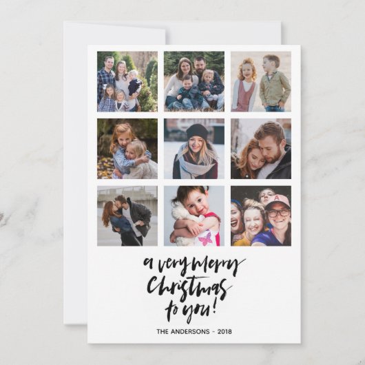 とっても楽しいクリスマス | オレンジ | 9枚の写真のコラージュ 招待状 (正面)