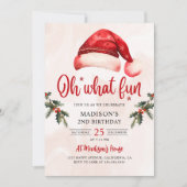とっても楽しいクリスマス サンタ帽子 バースデーパーティー 招待状 (正面)