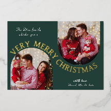 とっても楽しいクリスマス 緑の写真箔 ホリデーカード