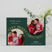 とっても楽しいクリスマス 緑の写真 フォイル ホリデー カード (立ち正面)