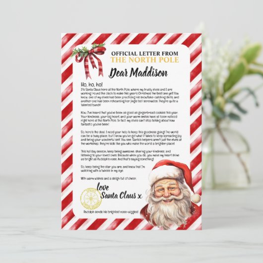 とっても楽しいサンタへのポジティブでパーソナライズされた素敵な子供の手紙 シーズンカード (スタンド正面)