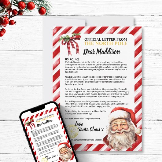 とっても楽しいサンタへのポジティブでパーソナライズされた素敵な子供の手紙 シーズンカード