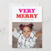 とっても楽しいレトロ タイポグラフィ | ホリデー フォト シーズンカード (正面)