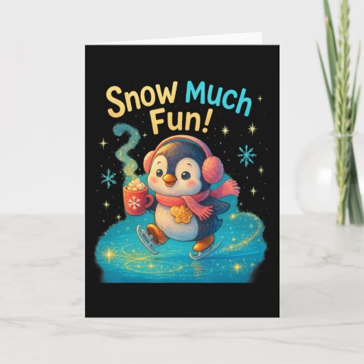 とっても楽しい！かわいいペンギンのクリスマスデザイン カード (正面)