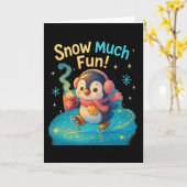 とっても楽しい！かわいいペンギンのクリスマスデザイン カード (黄色い花)