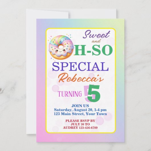 とっても特別な誕生日ドーナツ 招待状 (正面)