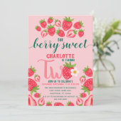 とっても甘いスイートストロベリーの2歳の誕生日パーティー 招待状 (スタンド正面)