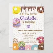 とっても甘いドーナツパーティーの招待状 招待状 (正面)