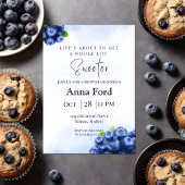 とっても甘いブルーベリーの水彩ベイビーシャワー 招待状