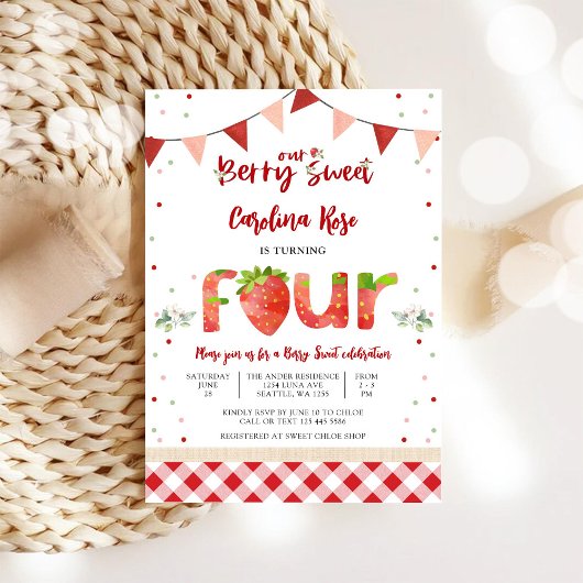 とっても甘い苺の誕生日招待状 招待状