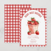 とっても甘い誕生日のイチゴパーティー 招待状 (正面/裏面)