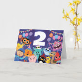 とっても簡単なキャラクターたちの楽しい誕生日 カード (黄色い花)