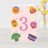 とっても簡単!ヌードル&パルズのピンクの花の誕生日 カード (黄色い花)