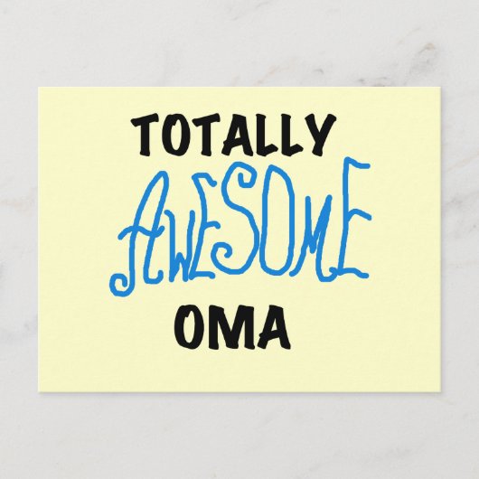 とっても素敵なおばあちゃんの青いTシャツとギフト ポストカード (正面)