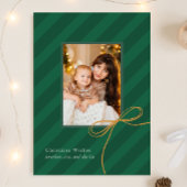 とっても素敵なクリスマスストライプの写真豪華でシンプルなリボン シーズンカード