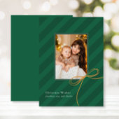 とっても素敵なクリスマスストライプの写真豪華でシンプルなリボン シーズンカード