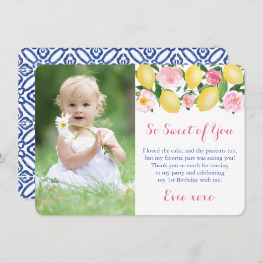 とっても素敵なポジターノのレモンピンクパーティーの写真 サンキューカード (正面/裏面)