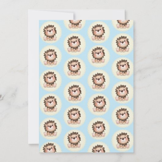 とっても素敵な可愛いライオンの赤ちゃん男の子 招待状 (裏面)