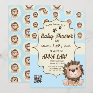 とっても素敵な可愛いライオンの赤ちゃん男の子 招待状