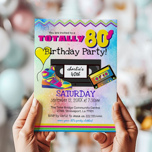 とっても80'sカラフルな誕生日パーティー 招待状