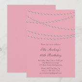 とてもおしゃれなパールの誕生日招待状（ピンク） 招待状 (正面/裏面)