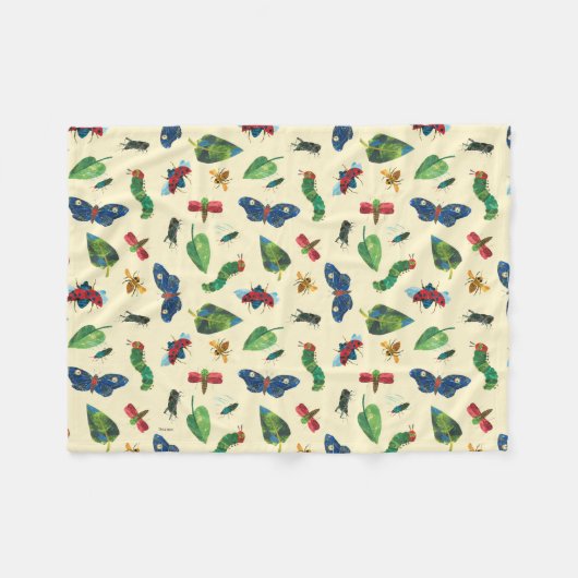 とてもおなかをすかせた毛虫は親切だ フリースブランケット (正面(横))