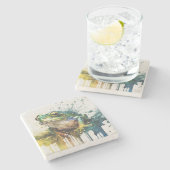 とてもかっこいい半抽象的なカエルの絵 ストーンコースター (横)