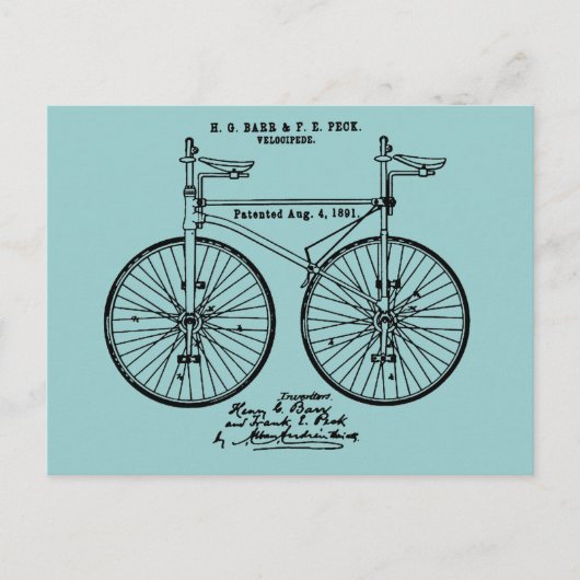 とてもかっこいい自転車 ヴェロ 特許のプレゼント ポストカード (正面)