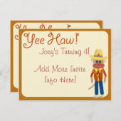 とてもかわいいカウボーイソックサル招待状 招待状 (正面/裏面)