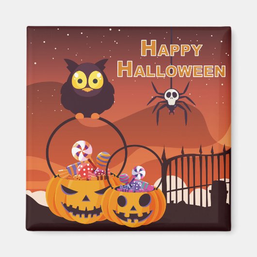 とてもかわいいハッピーハロウィンデザイン マグネット (正面)