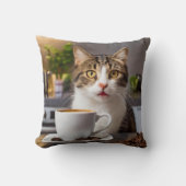 とてもかわいい猫とコーヒーの枕! クッション (正面)