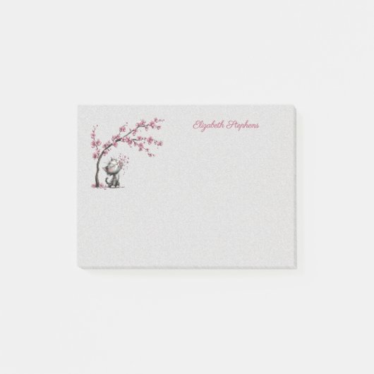 とてもかわいい猫と桜の付箋 ポストイット (正面)