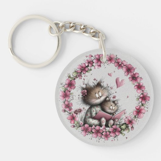 とてもかわいい猫のイラスト アクリルキーホルダー キーホルダー (正面)
